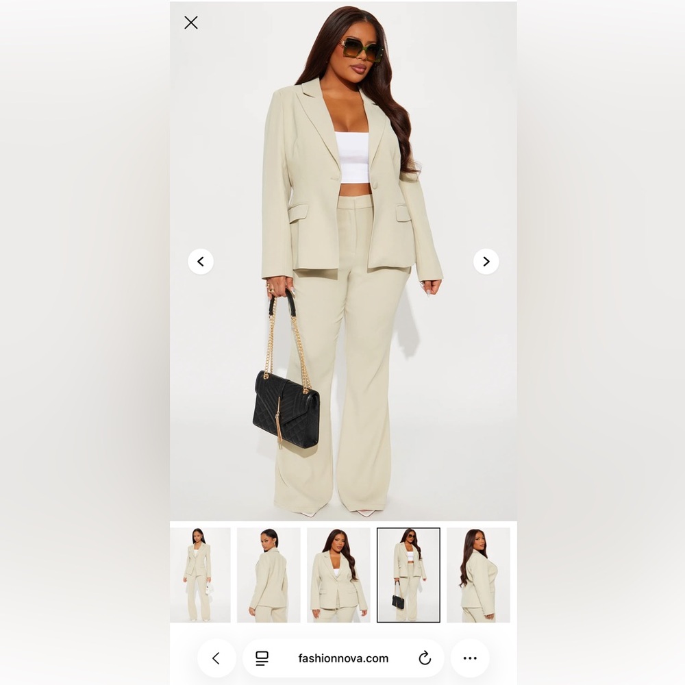 🌺 Fashion Nova Breaking Even Blazer and Flare Pants -Sage (L)